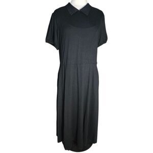 Hot Topic Black Midi Dress Puff Short Sleeve Collared